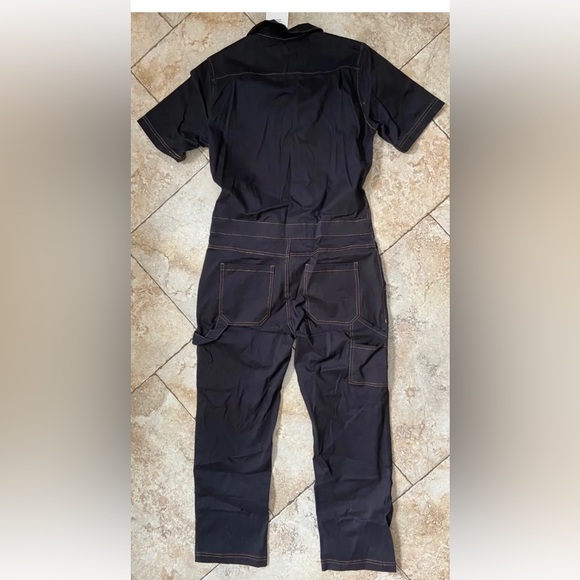 NWT Wildfang Essential Short Sleeve coverall XS Black Yellow Stitches $168 - Picture 6 of 9